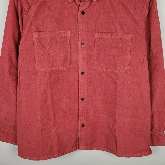 OUTERKNOWN $128 Townes Corduroy Button Shirt Henna Red Long Sleeve Size XL - Picture 5 of 13